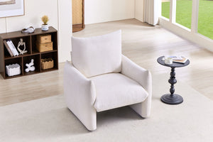 English Elm Modern Chenille Accent Chair Oversized Plush Armchair for Bedroom or Living Room Beige W1193P488049