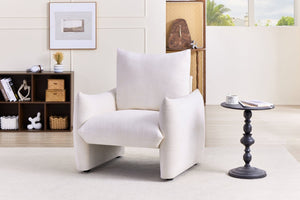 English Elm Modern Chenille Accent Chair Oversized Plush Armchair for Bedroom or Living Room Beige W1193P488049