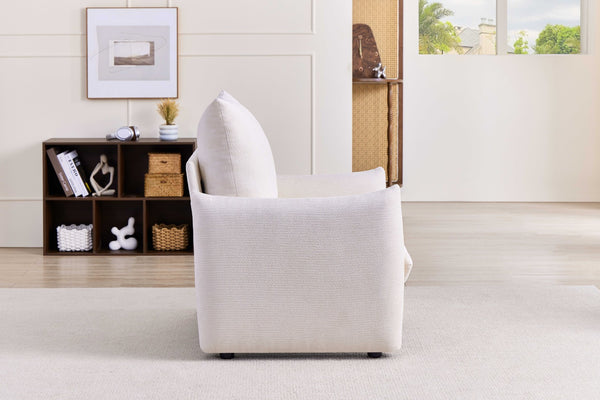 English Elm Modern Chenille Accent Chair Oversized Plush Armchair for Bedroom or Living Room Beige W1193P488049