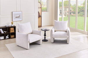 English Elm Modern Chenille Accent Chair Oversized Plush Armchair for Bedroom or Living Room Beige W1193P488049