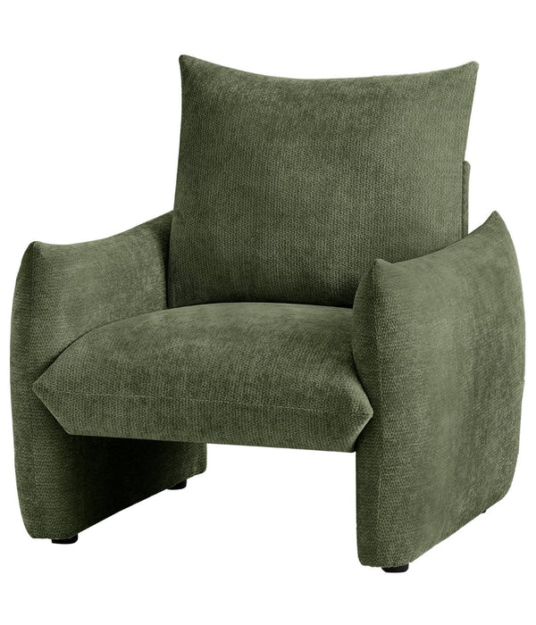 English Elm Modern Chenille Accent Chair Oversized Plush Armchair for Bedroom or Living Room Green W1193P488050