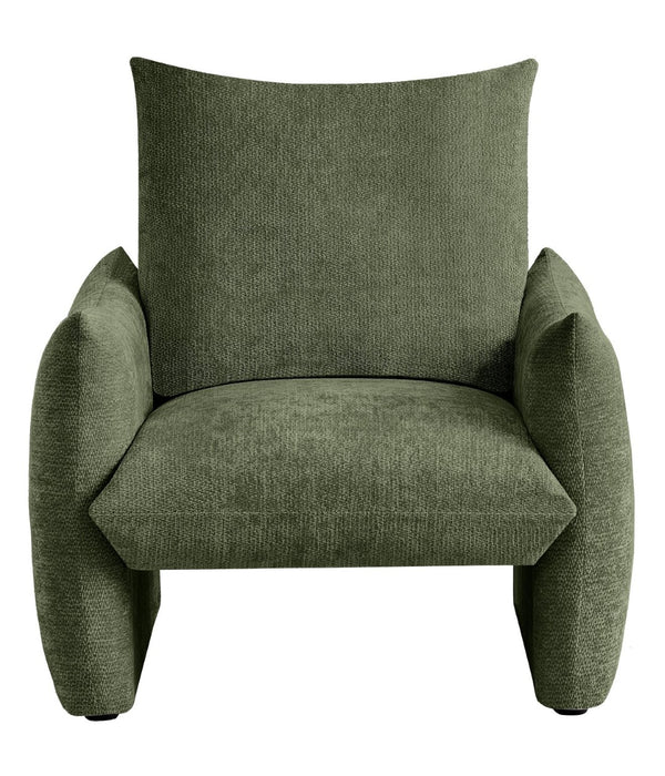 English Elm Modern Chenille Accent Chair Oversized Plush Armchair for Bedroom or Living Room Green W1193P488050
