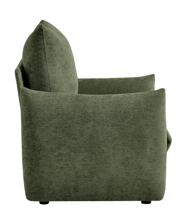English Elm Modern Chenille Accent Chair Oversized Plush Armchair for Bedroom or Living Room Green W1193P488050