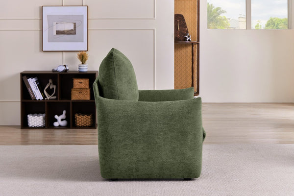 English Elm Modern Chenille Accent Chair Oversized Plush Armchair for Bedroom or Living Room Green W1193P488050