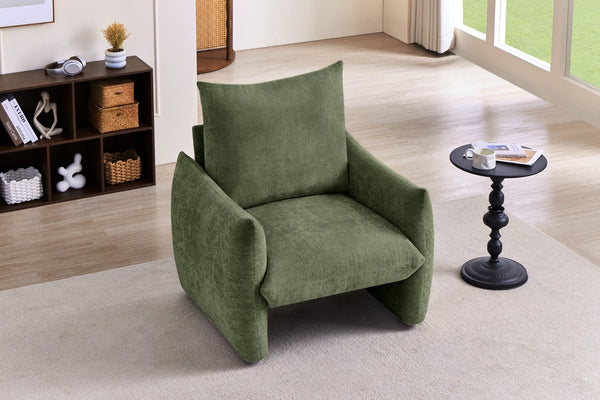 English Elm Modern Chenille Accent Chair Oversized Plush Armchair for Bedroom or Living Room Green W1193P488050