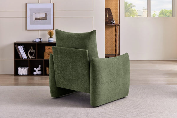English Elm Modern Chenille Accent Chair Oversized Plush Armchair for Bedroom or Living Room Green W1193P488050