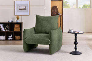 English Elm Modern Chenille Accent Chair Oversized Plush Armchair for Bedroom or Living Room Green W1193P488050