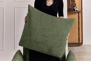 English Elm Modern Chenille Accent Chair Oversized Plush Armchair for Bedroom or Living Room Green W1193P488050