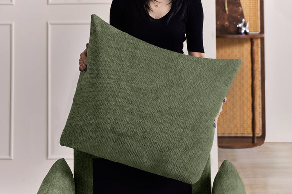 English Elm Modern Chenille Accent Chair Oversized Plush Armchair for Bedroom or Living Room Green W1193P488050