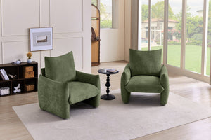English Elm Modern Chenille Accent Chair Oversized Plush Armchair for Bedroom or Living Room Green W1193P488050