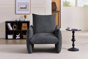 English Elm Modern Chenille Accent Chair Oversized Plush Armchair for Bedroom or Living Room Grey W1193P491155