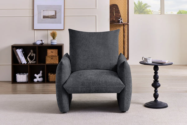 English Elm Modern Chenille Accent Chair Oversized Plush Armchair for Bedroom or Living Room Grey W1193P491155