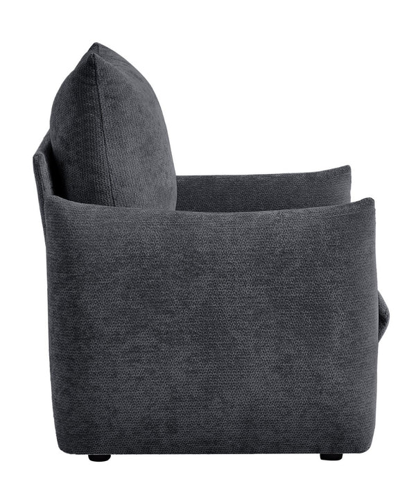English Elm Modern Chenille Accent Chair Oversized Plush Armchair for Bedroom or Living Room Grey W1193P491155