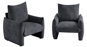 English Elm Modern Chenille Accent Chair Oversized Plush Armchair for Bedroom or Living Room Grey W1193P491155