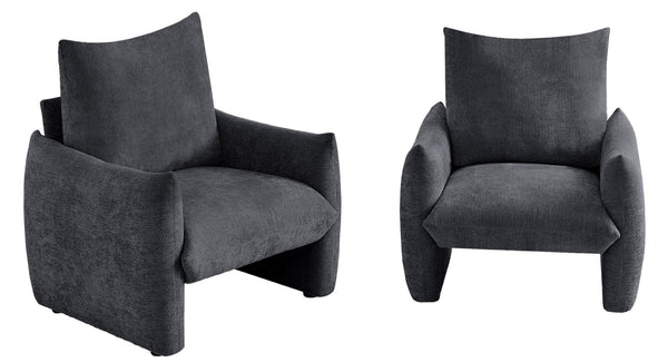 English Elm Modern Chenille Accent Chair Oversized Plush Armchair for Bedroom or Living Room Grey W1193P491155