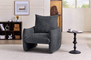 English Elm Modern Chenille Accent Chair Oversized Plush Armchair for Bedroom or Living Room Grey W1193P491155