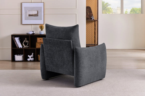English Elm Modern Chenille Accent Chair Oversized Plush Armchair for Bedroom or Living Room Grey W1193P491155