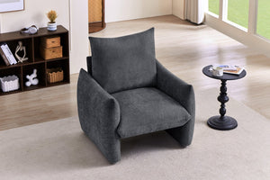 English Elm Modern Chenille Accent Chair Oversized Plush Armchair for Bedroom or Living Room Grey W1193P491155