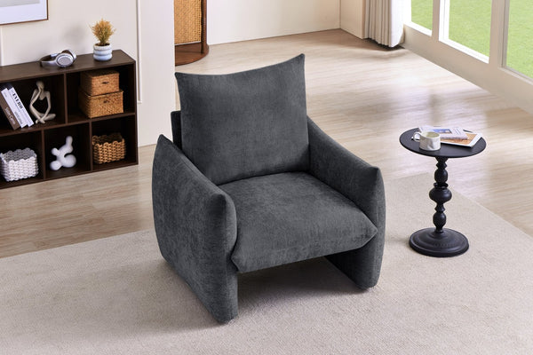 English Elm Modern Chenille Accent Chair Oversized Plush Armchair for Bedroom or Living Room Grey W1193P491155