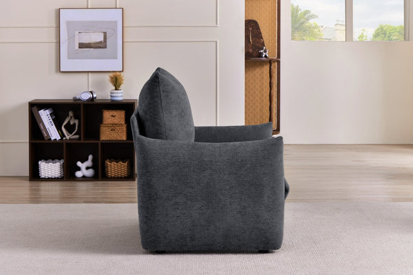 English Elm Modern Chenille Accent Chair Oversized Plush Armchair for Bedroom or Living Room Grey W1193P491155