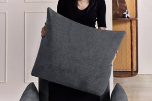 English Elm Modern Chenille Accent Chair Oversized Plush Armchair for Bedroom or Living Room Grey W1193P491155