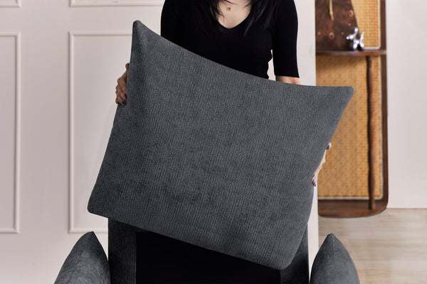 English Elm Modern Chenille Accent Chair Oversized Plush Armchair for Bedroom or Living Room Grey W1193P491155