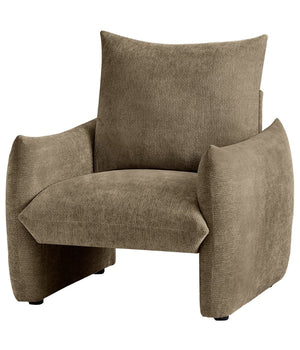 English Elm Modern Chenille Accent Chair Oversized Plush Armchair for Bedroom or Living Room Brown W1193P494869