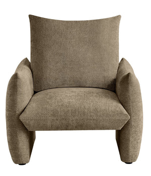 English Elm Modern Chenille Accent Chair Oversized Plush Armchair for Bedroom or Living Room Brown W1193P494869