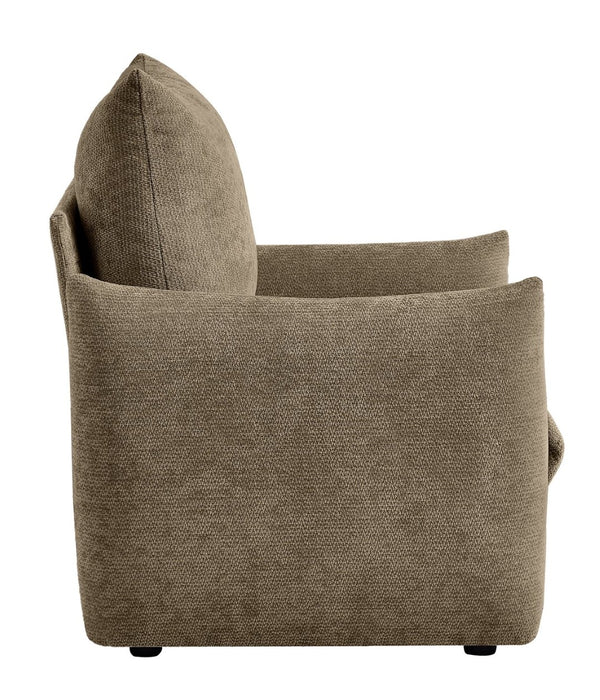 English Elm Modern Chenille Accent Chair Oversized Plush Armchair for Bedroom or Living Room Brown W1193P494869