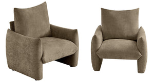 English Elm Modern Chenille Accent Chair Oversized Plush Armchair for Bedroom or Living Room Brown W1193P494869