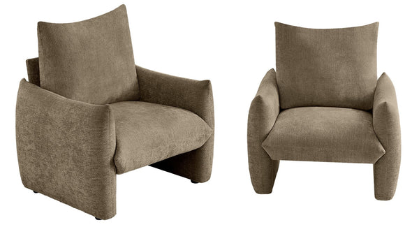 English Elm Modern Chenille Accent Chair Oversized Plush Armchair for Bedroom or Living Room Brown W1193P494869