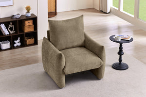 English Elm Modern Chenille Accent Chair Oversized Plush Armchair for Bedroom or Living Room Brown W1193P494869