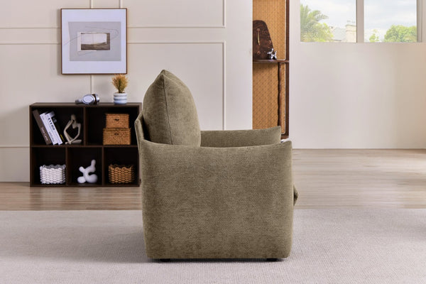 English Elm Modern Chenille Accent Chair Oversized Plush Armchair for Bedroom or Living Room Brown W1193P494869