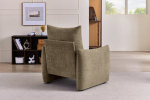 English Elm Modern Chenille Accent Chair Oversized Plush Armchair for Bedroom or Living Room Brown W1193P494869