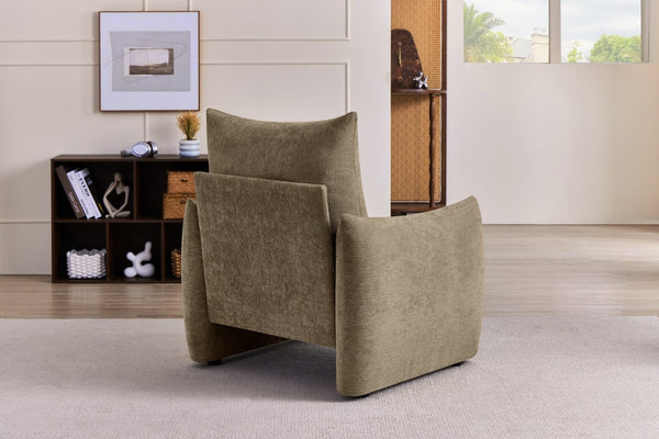 English Elm Modern Chenille Accent Chair Oversized Plush Armchair for Bedroom or Living Room Brown W1193P494869