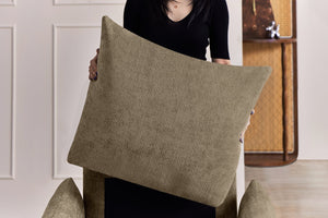 English Elm Modern Chenille Accent Chair Oversized Plush Armchair for Bedroom or Living Room Brown W1193P494869