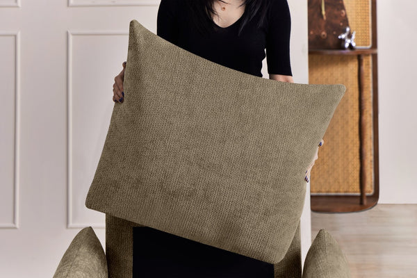 English Elm Modern Chenille Accent Chair Oversized Plush Armchair for Bedroom or Living Room Brown W1193P494869
