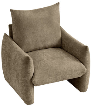 English Elm Modern Chenille Accent Chair Oversized Plush Armchair for Bedroom or Living Room Brown W1193P494869