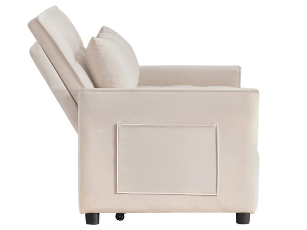 English Elm 51.2" Velvet Sleeper Loveseat with 5-position Recline and Pull-out Bed for Small Spaces Beige W1193P503154