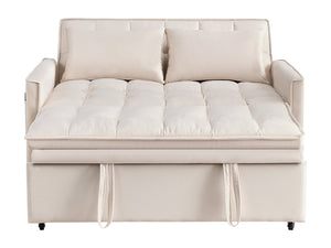 English Elm 51.2" Velvet Sleeper Loveseat with 5-position Recline and Pull-out Bed for Small Spaces Beige W1193P503154