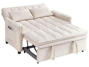 English Elm 51.2" Velvet Sleeper Loveseat with 5-position Recline and Pull-out Bed for Small Spaces Beige W1193P503154