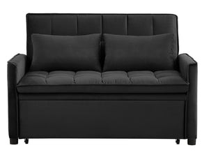 English Elm 51.2" Velvet Sleeper Loveseat with 5-position Recline and Pull-out Bed for Small Spaces Black W1193P503362