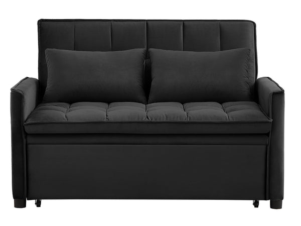 English Elm 51.2" Velvet Sleeper Loveseat with 5-position Recline and Pull-out Bed for Small Spaces Black W1193P503362