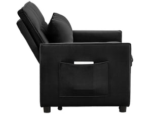 English Elm 51.2" Velvet Sleeper Loveseat with 5-position Recline and Pull-out Bed for Small Spaces Black W1193P503362