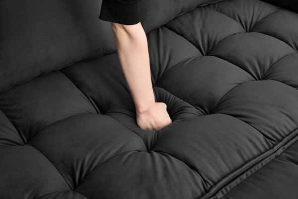 English Elm 51.2" Velvet Sleeper Loveseat with 5-position Recline and Pull-out Bed for Small Spaces Black W1193P503362