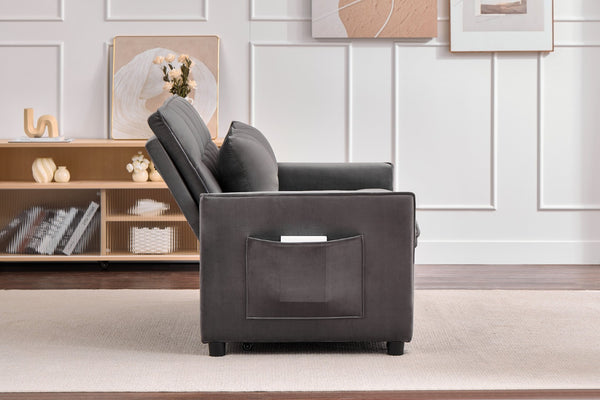 English Elm 51.2" Velvet Sleeper Loveseat with 5-position Recline and Pull-out Bed for Small Spaces Gray W1193P503369