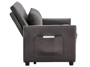 English Elm 51.2" Velvet Sleeper Loveseat with 5-position Recline and Pull-out Bed for Small Spaces Gray W1193P503369