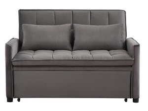 English Elm 51.2" Velvet Sleeper Loveseat with 5-position Recline and Pull-out Bed for Small Spaces Gray W1193P503369