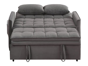 English Elm 51.2" Velvet Sleeper Loveseat with 5-position Recline and Pull-out Bed for Small Spaces Gray W1193P503369