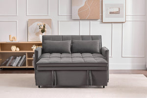 English Elm 51.2" Velvet Sleeper Loveseat with 5-position Recline and Pull-out Bed for Small Spaces Gray W1193P503369